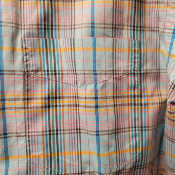 NWOT Como Sport  Men M Shirt Italian 100%Cotton PocketMatched Plaid xtra Buttons - Picture 5 of 8